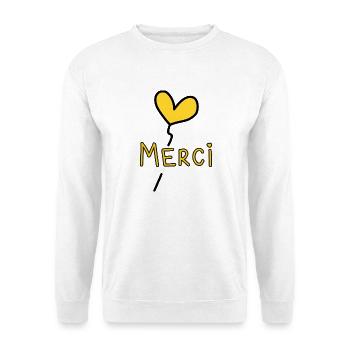 VIELEN DANK. DANKE. VIELEN DANK. JAHRESTAG. GEBURT. - Unisex Pullover - Weiß - Vorne - Alina (178cm) & Michal (187cm)