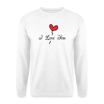 ICH LIEBE DICH. ICH LIEBE DICH. LIEBE. LIEBE. HEILIGER VALENTIN - Unisex Pullover - Weiß - Vorne - Alina (178cm) & Michal (187cm)