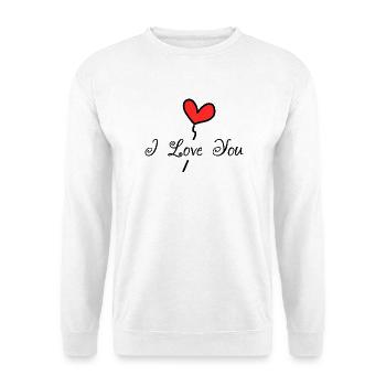 ICH LIEBE DICH. ICH LIEBE DICH. LIEBE. LIEBE. HEILIGER VALENTIN - Unisex Pullover - Weiß - Vorne - Alina (178cm) & Michal (187cm)
