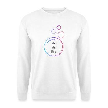bla bla blub - Unisex Pullover - Weiß - Vorne - Alina (178cm) & Michal (187cm)