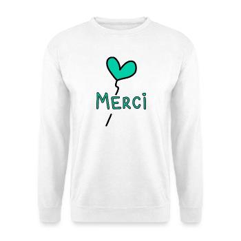 VIELEN DANK. DANKE. VIELEN DANK. JAHRESTAG. GEBURT. - Unisex Pullover - Weiß - Vorne - Alina (178cm) & Michal (187cm)