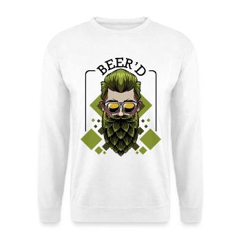 Beer‘d Bier Brauen Bart Wortspiel Brauer Geschenk - Unisex Pullover - Weiß - Vorne - Alina (178cm) & Michal (187cm)
