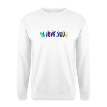 VALENTINSTAG. ICH LIEBE DICH. ICH LIEBE DICH. LIEBE. LIEBE - Unisex Pullover - Weiß - Vorne - Alina (178cm) & Michal (187cm)