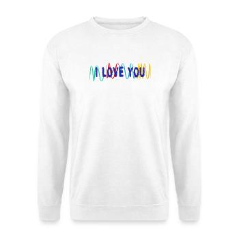 VALENTINSTAG. ICH LIEBE DICH. ICH LIEBE DICH. LIEBE. LIEBE - Unisex Pullover - Weiß - Vorne - Alina (178cm) & Michal (187cm)