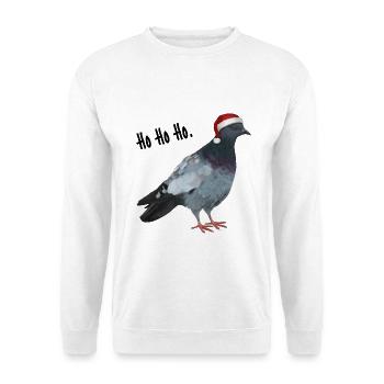 Ho Ho Ho - Taube mit Weihnachtsmütze - Unisex Pullover - Weiß - Vorne - Alina (178cm) & Michal (187cm)