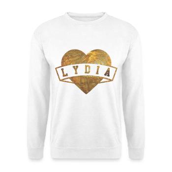 Vorname Lydia - Unisex Pullover - Weiß - Vorne - Alina (178cm) & Michal (187cm)