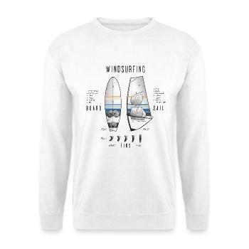 Windsurfausrüstung mit Flossen - Unisex Pullover - Weiß - Vorne - Alina (178cm) & Michal (187cm)