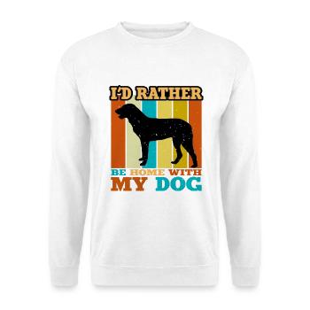 Cao De Castro Laboreiro Hund Silhouette Retro Sonne - Unisex Pullover - Weiß - Vorne - Alina (178cm) & Michal (187cm)