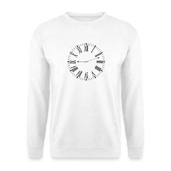 Römische Uhr - Unisex Pullover - Weiß - Vorne - Alina (178cm) & Michal (187cm)