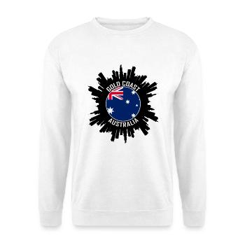 Gold Coast Skyline Australien Flagge Reise Souvenir - Unisex Pullover - Weiß - Vorne - Alina (178cm) & Michal (187cm)