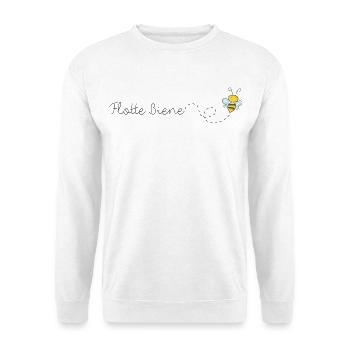 Flotte Biene - Unisex Pullover - Weiß - Vorne - Alina (178cm) & Michal (187cm)