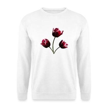 Tulpen weinrote Tulpe - Unisex Pullover - Weiß - Vorne - Alina (178cm) & Michal (187cm)