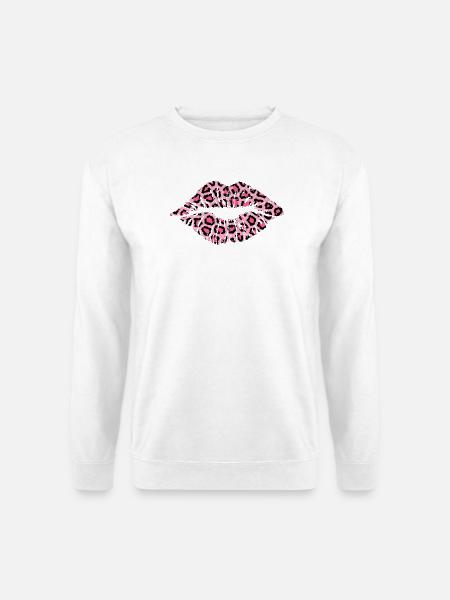 Lippen Leopard - Unisex Pullover - Weiß