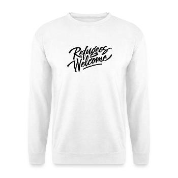 refugees welcome black - Unisex Sweatshirt - white - Front