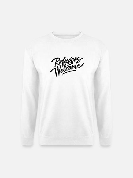 refugees welcome black - Unisex Sweatshirt - white