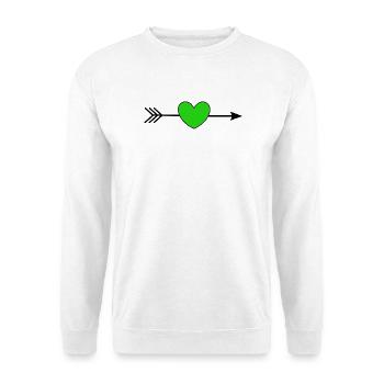 grünes Herz mit Pfeil Herzen grün Paare - Unisex Pullover - Weiß - Vorne - Alina (178cm) & Michal (187cm)
