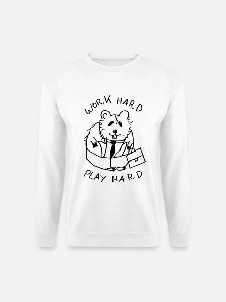 work hard play hard hamster - Unisex Pullover - Weiß