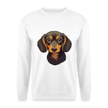 Miniatur Dackel Hunderasse Cartoon Kawaii Illus - Unisex Pullover - Weiß - Vorne - Alina (178cm) & Michal (187cm)