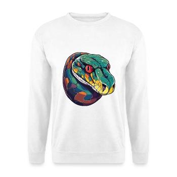 Anakonda Buntes Aquarell Cartoon Kawaii Tier - Unisex Pullover - Weiß - Vorne - Alina (178cm) & Michal (187cm)