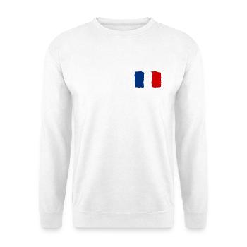 Frankreich Flagge used look - Unisex Pullover - Weiß - Vorne - Alina (178cm) & Michal (187cm)