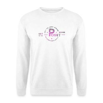 get to the point - Unisex Pullover - Weiß - Vorne - Alina (178cm) & Michal (187cm)