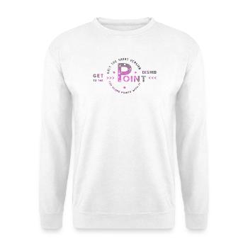 get to the point - Unisex Pullover - Weiß - Vorne - Alina (178cm) & Michal (187cm)