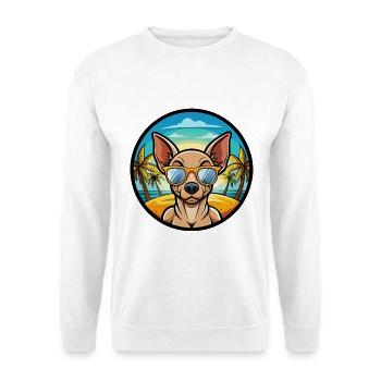 Mexikanische haarlose Hunderasse Cartoon Sonnenbrille Strand - Unisex Pullover - Weiß - Vorne