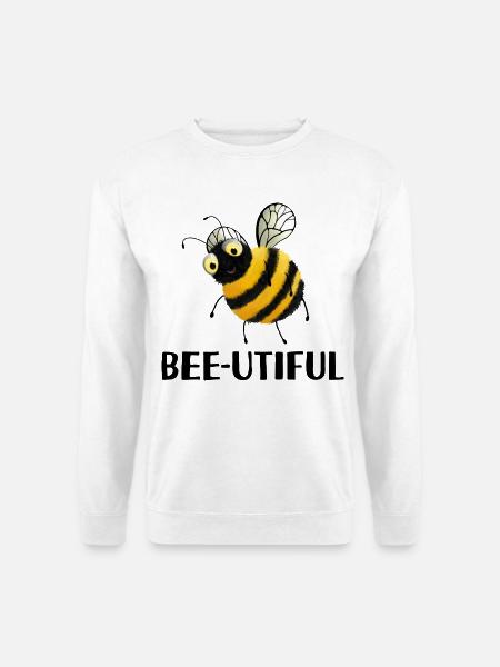 Bee-utiful - Flauschige Biene Wortspiel - Unisex Pullover - Weiß