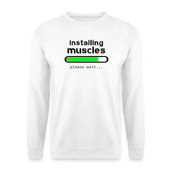 Aufbau von Muskeln - Unisex Pullover - Weiß - Vorne - Alina (178cm) & Michal (187cm)