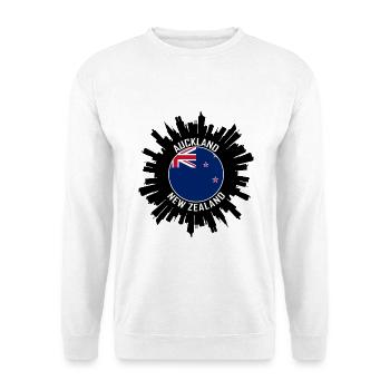 Auckland Skyline Neuseeland Flagge Reisesouvenir - Unisex Pullover - Weiß - Vorne - Alina (178cm) & Michal (187cm)
