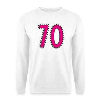 70. 70 JAHRE. 70. JAHRESTAG. 70-JÄHRIGES JUBILÄUM. - Unisex Pullover - Weiß - Vorne - Alina (178cm) & Michal (187cm)