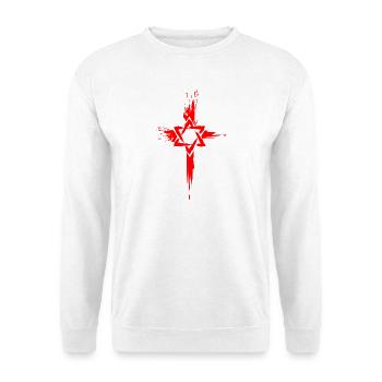 Messianische Juden Judenchristen Davidstern Kreuz - Unisex Pullover - Weiß - Vorne - Alina (178cm) & Michal (187cm)