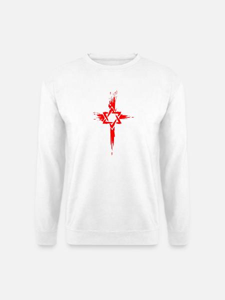 Messianische Juden Judenchristen Davidstern Kreuz - Unisex Pullover - Weiß