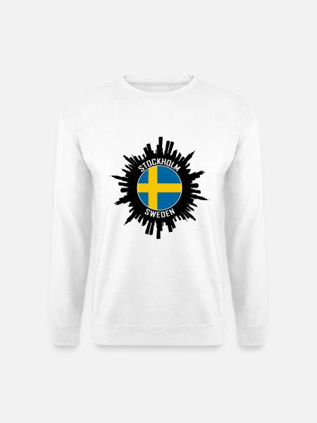 Stockholm Skyline Schweden Flagge Reisesouvenir - Unisex Pullover - Weiß
