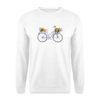 Fahrrad mit Lavendel - Unisex Pullover - Weiß - Vorne - Alina (178cm) & Michal (187cm)