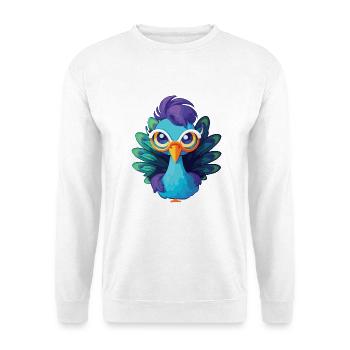 Niedlicher Pfau mit Brille Cartoon Kawaii - Unisex Pullover - Weiß - Vorne - Alina (178cm) & Michal (187cm)