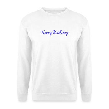 ALLES GUTE ZUM GEBURTSTAG. ALLES GUTE ZUM GEBURTSTAG. JAHRESTAG. - Unisex Pullover - Weiß - Vorne - Alina (178cm) & Michal (187cm)