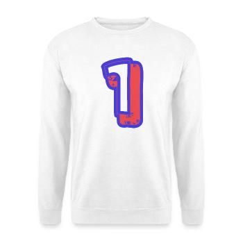 1. 1 JAHR. 1. JAHRESTAG. 1 JAHR GEBURTSTAG - Unisex Pullover - Weiß - Vorne - Alina (178cm) & Michal (187cm)