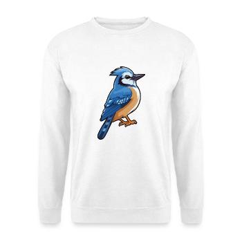 Blauer Eichelhäher Karikatur Kawaii Aquarellillustration - Unisex Pullover - Weiß - Vorne - Alina (178cm) & Michal (187cm)