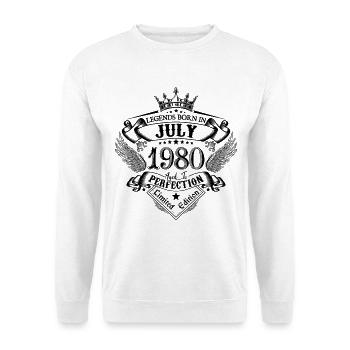 1980 Juli 1980 Jubiläum Juli 1980 - Unisex Pullover - Weiß - Vorne - Alina (178cm) & Michal (187cm)