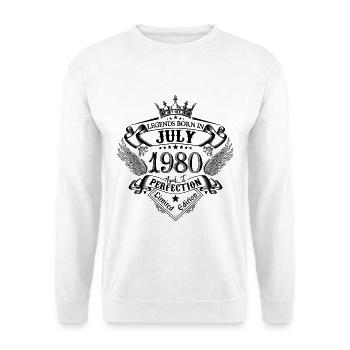 1980 Juli 1980 Jubiläum Juli 1980 - Unisex Pullover - Weiß - Vorne - Alina (178cm) & Michal (187cm)
