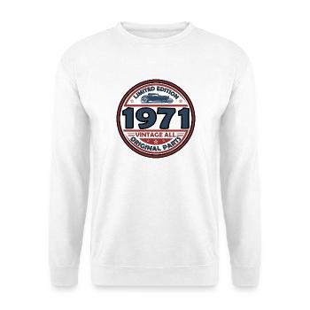 Jahrgang 1971 - Unisex Pullover - Weiß - Vorne - Alina (178cm) & Michal (187cm)
