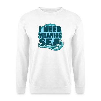 I Need Vitamin Sea – Perfekt für Meeresliebhaber - Unisex Pullover - Weiß - Vorne - Alina (178cm) & Michal (187cm)