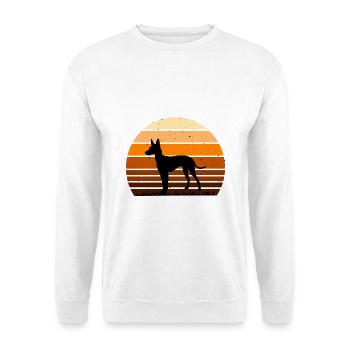 Cirneco Dell Etna Dog Love Silhouette Retro Sunset - Unisex Pullover - Weiß - Vorne - Alina (178cm) & Michal (187cm)