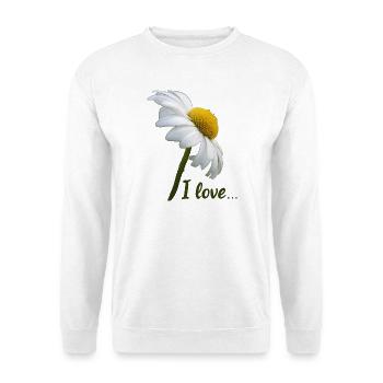 Margeriten I love weiße Blume Margerite - Unisex Pullover - Weiß - Vorne - Alina (178cm) & Michal (187cm)
