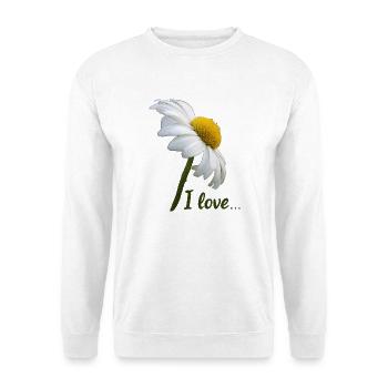 Margeriten I love weiße Blume Margerite - Unisex Pullover - Weiß - Vorne - Alina (178cm) & Michal (187cm)