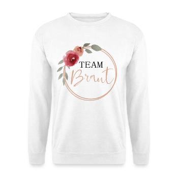 Team Braut - Vintage Blumen - Unisex Pullover - Weiß - Vorne - Alina (178cm) & Michal (187cm)