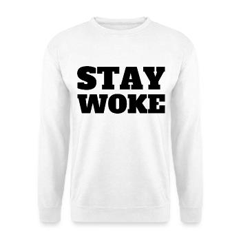 Stay Woke - Unisex Pullover - Weiß - Vorne - Alina (178cm) & Michal (187cm)