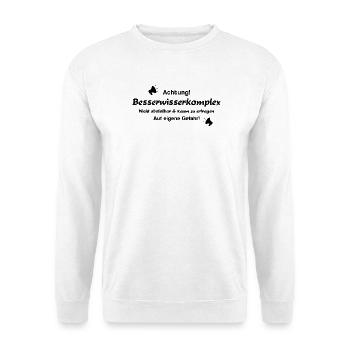 Besserwisser Schlaumeier Alleswisser - Unisex Pullover - Weiß - Vorne - Alina (178cm) & Michal (187cm)