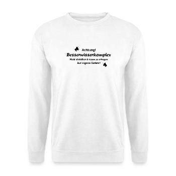 Besserwisser Schlaumeier Alleswisser - Unisex Pullover - Weiß - Vorne - Alina (178cm) & Michal (187cm)